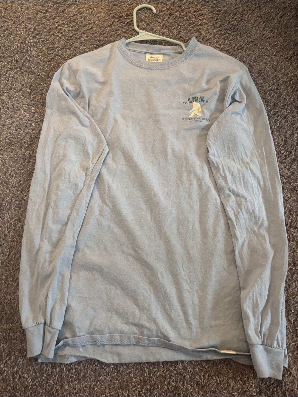 Simply Southern Light Blue Long-Sleeve women’s Graphic Crewneck Shirt
